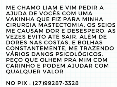 Ajuda para minha cirurgia de mastectomia